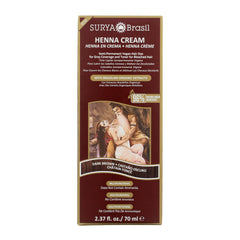 Surya front packaging showing four dark brown henna cream tubes and benefits