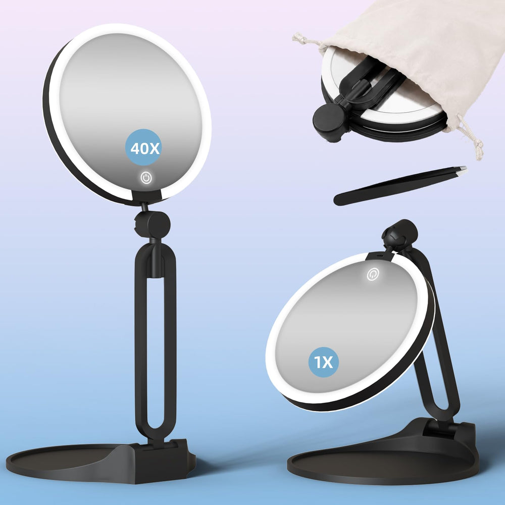 Suupvaor front view folded mirror showing compact portability and travel convenience