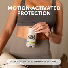SweatBlock being applied underarm demonstrating dry, no-mess finish