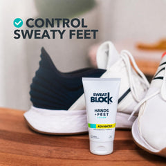 Applying SweatBlock to palms to demonstrate quick-drying confidence benefit