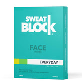 SweatBlock front packaging showing 15-count wipes for travel-ready sweat control
