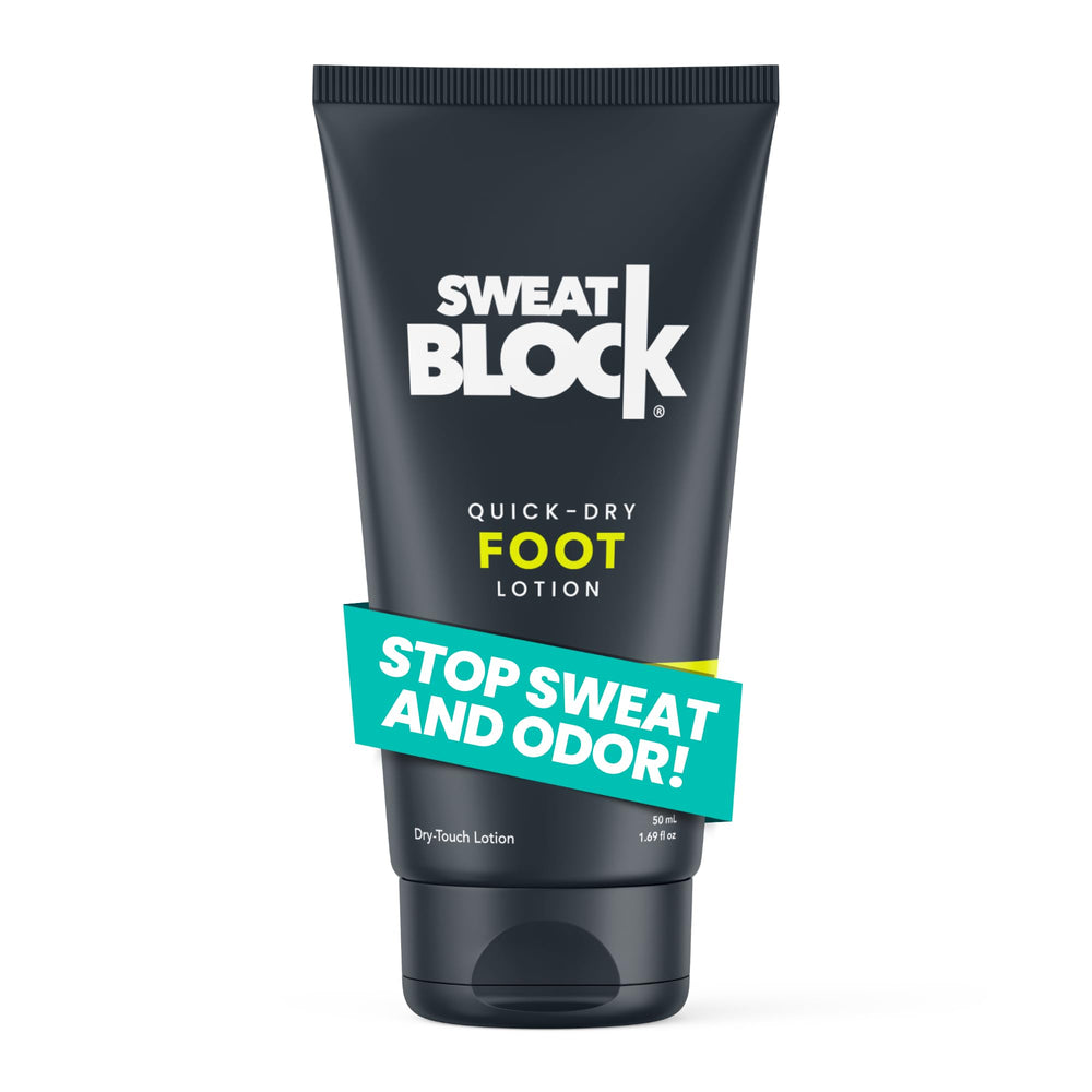 SweatBlock front packaging showing product and size, highlights compact convenience