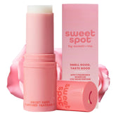 Sweetums front packaging showing compact portable solid fragrance benefit