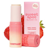 Sweetums front packaging showing compact perfume stick and branding benefit travel-ready