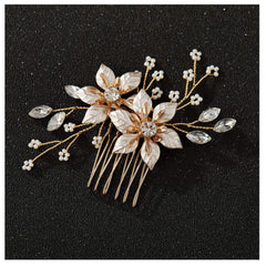 SWEETV comb front view showing rose-gold finish and floral elegance