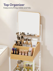 SWTYMIKI HD mirror close-up demonstrating 360° rotation for precise grooming