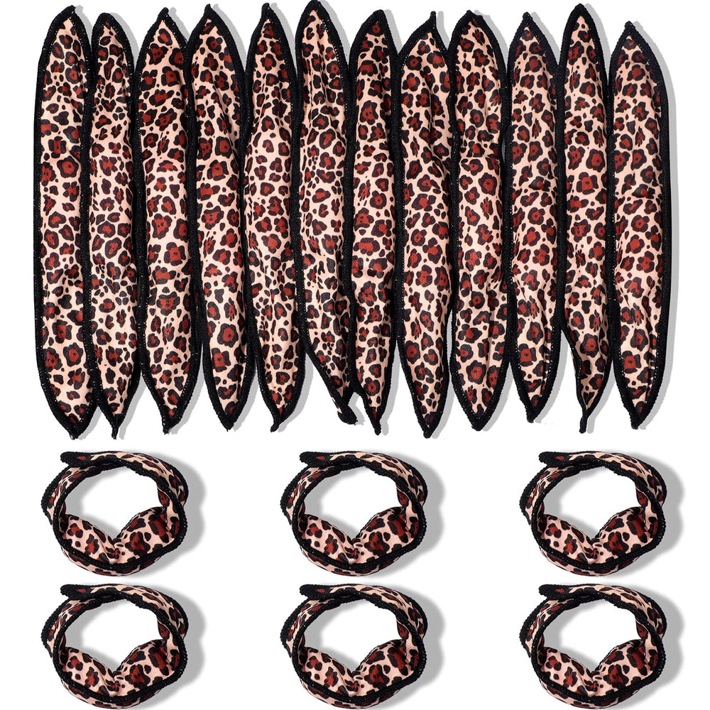 Syhood front packaging of 48 leopard cloth curlers showing quantity and colors, easy styling
