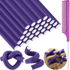 Syhood front packaging showing 30 purple curling rods and included comb for convenience