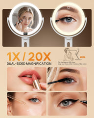 symirify lit mirror showing three color modes and adjustable lighting for true-tone makeup