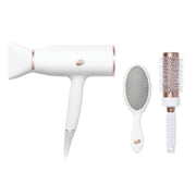 T3 AireLuxe front angle showing dryer and brush kit and fast drying benefit