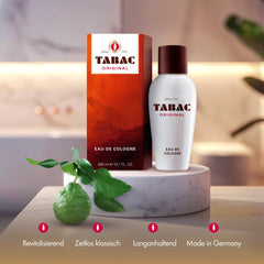 Tabac Original cap and neck close-up highlighting sturdy splash-top convenience