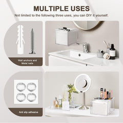 TAINESS top shelf with skincare bottles secured by raised edges for safety