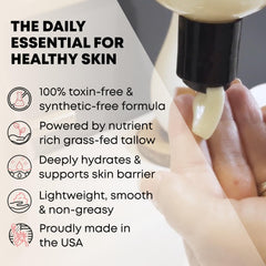 TALLOWRX ingredients display with jojoba oil and vitamin E for nourishment