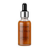TAN-LUXE front packaging showing compact 1.02 fl oz bottle and benefits