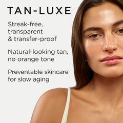 TAN-LUXE texture swatched on skin to show smooth, buildable finish and even tone
