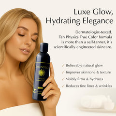Tan Physics applied on forearm showing even, natural-looking bronze