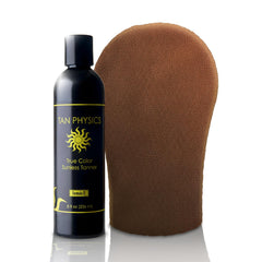 Tan Physics front bottle 8oz showing compact travel-friendly size and branding