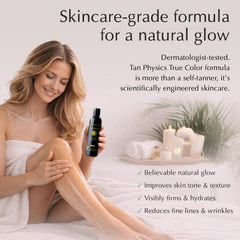 Tan Physics lotion texture on pump demonstrating fast-absorbing finish