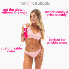 Tanceuticals before-and-after arm showing natural-looking bronze and improved tone