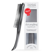 TANGLE TEEZER front view showing sleek gunmetal brush and ergonomic shape for easy grip