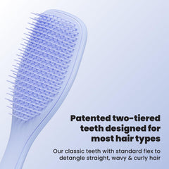 TANGLE TEEZER close-up of patented two-tier teeth reducing pull and smoothing hair