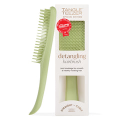 TANGLE TEEZER front view showing matte olive finish and compact shape, easy handling benefit