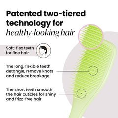 TANGLE TEEZER angled grip demonstrating ergonomic hold for comfortable brushing