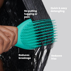 Tangle Teezer brushing wet curly hair to reduce knots and save time benefit