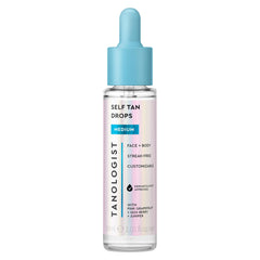 Tanologist medium drops front packaging showing product and size, clear and convenient
