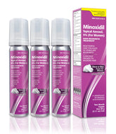 TARO front packaging of minoxidil 5% foam showing three-can kit and benefits