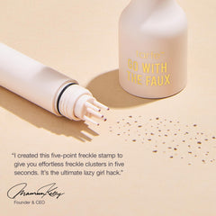tarte freckles texture on skin showing buildable pigment and blended finish