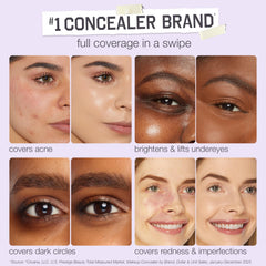 tarte shape tape under-eye application showing brightening effect
