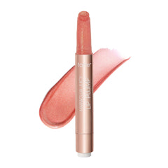 tarte front packaging of shimmer glass in rose showing sleek tube and glossy finish benefit hydration
