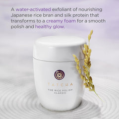 TATCHA creamy foam close-up illustrating cushioned exfoliation and spreadability