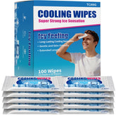 TCANG front packaging showing box of 100 wipes and cooling benefits
