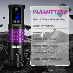 TDDJNN purple pen close-up showing LED display and ergonomic grip benefit