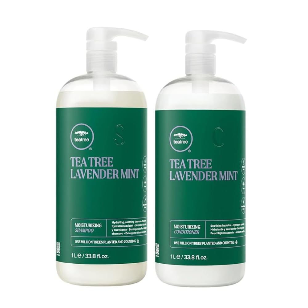 Tea Tree duo front packaging showing liter bottles and calming benefit