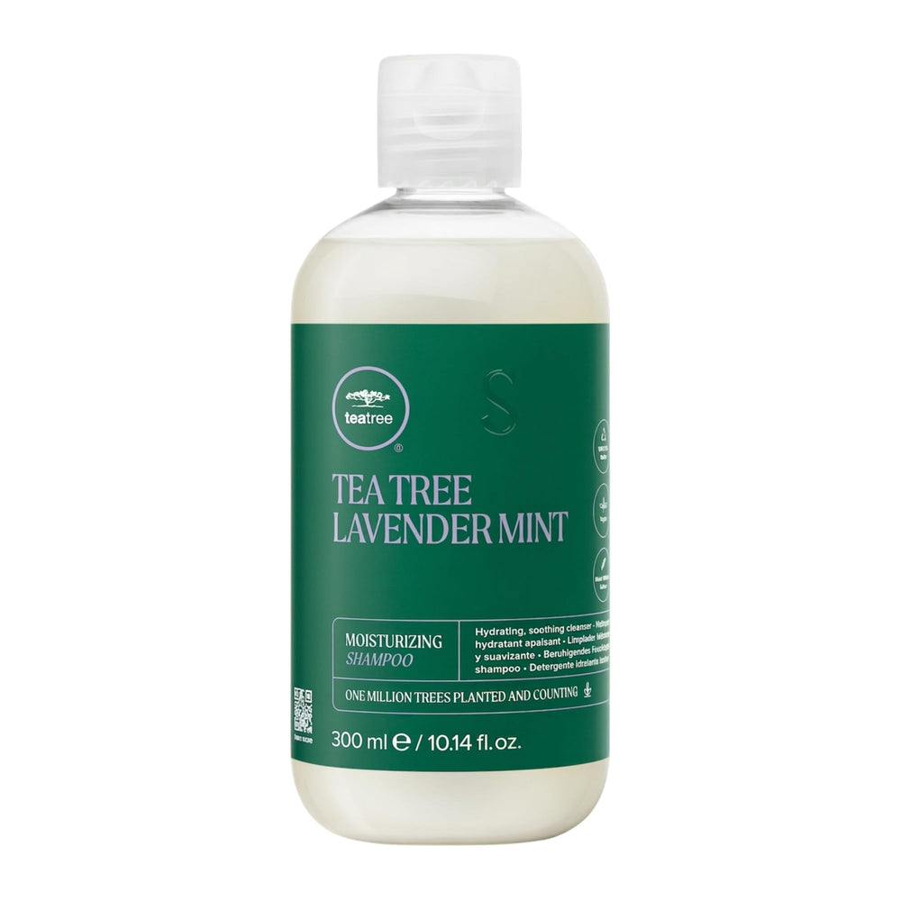 Tea Tree front bottle showing product and calming lavender scent benefit