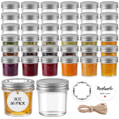 Tecohouse front view of 36-pack mini mason jars showing compact storage benefit