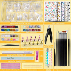 Teenitor close-up of clear coffin tip numbering for quick size selection