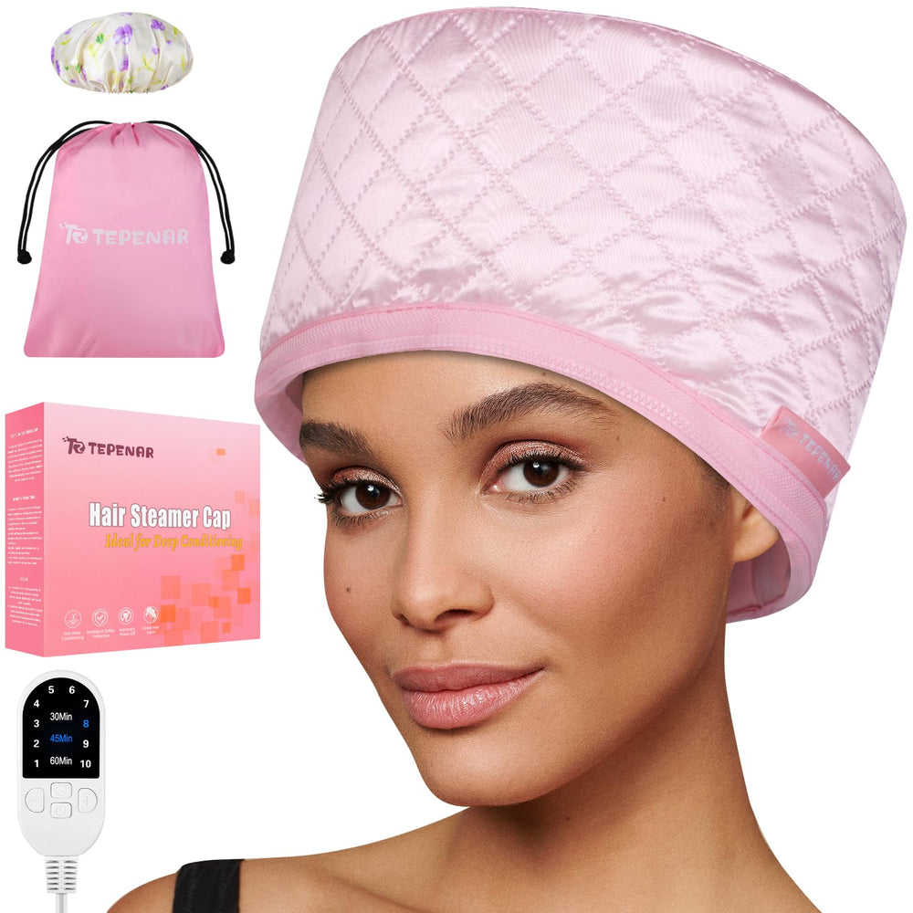 TEPENAR front view pink heat cap showing full head coverage and comfort