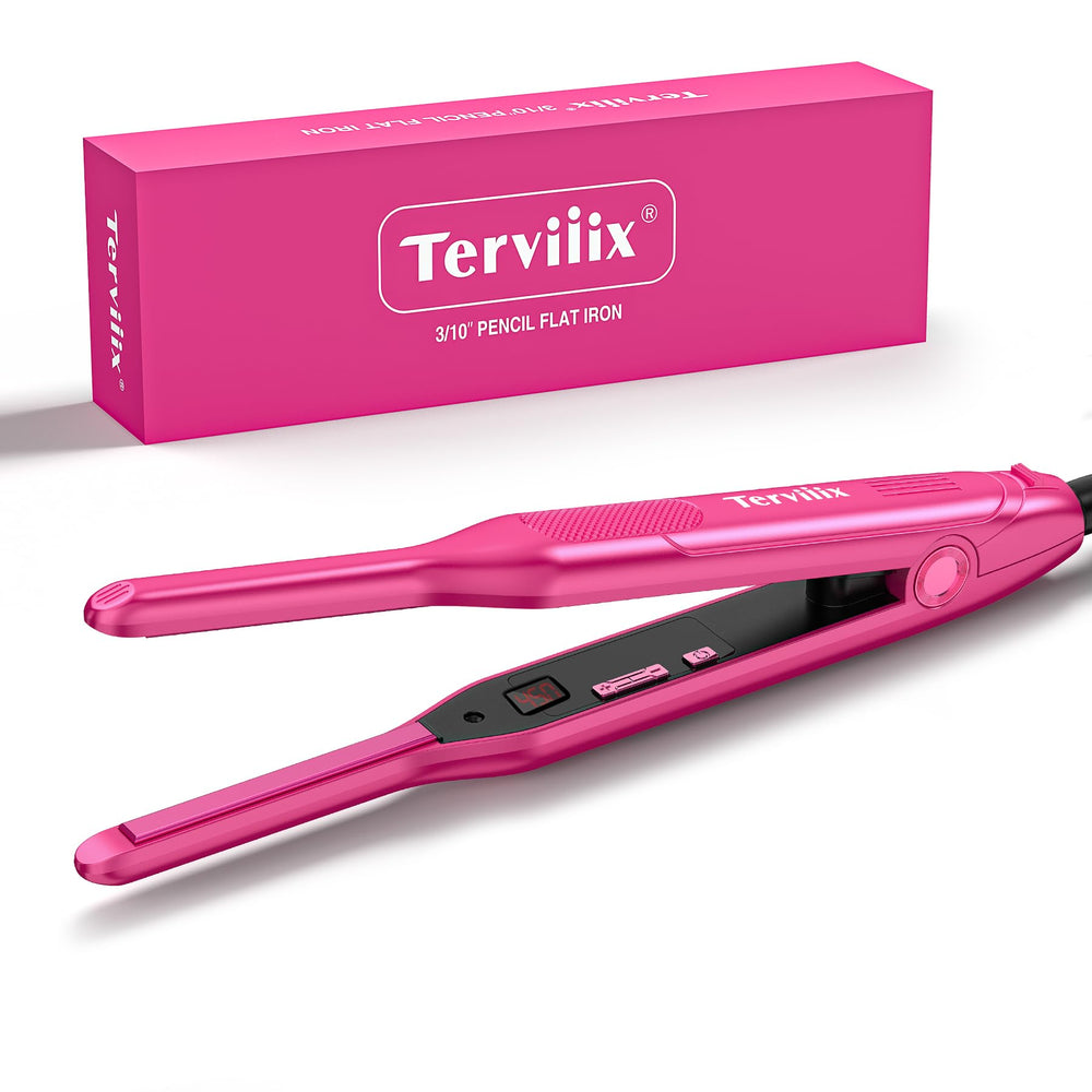 Terviiix front view pink mini straightener showing compact travel-ready design