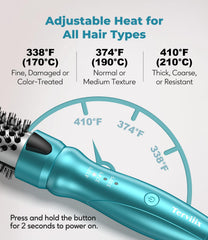 Terviiix handheld in use on short hair creating defined curls quickly and efficiently