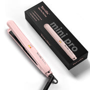 Terviiix front view of pink mini flat iron showing compact design and portability