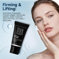 TEULN being applied under eye demonstrating reduced puffiness and immediate tightening
