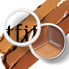 TFIT open palette displaying three matching cream shades for customizable coverage