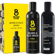 The Beard Club front bottle displayed on counter showing product benefit of fresh citrus cleanse