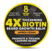 The Beard Club front packaging showing 4 oz tin and amber cedar label, neat presentation