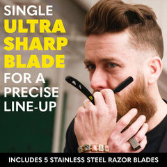 The Beard Club stainless steel blades close-up for lasting sharpness