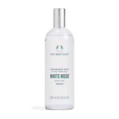 The Body Shop White Musk bottle front showing elegant fragrance benefit